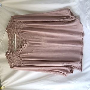 JohnPaulRichard 3/4 Sleeve Peasant Tunic W/Lace and Embroidery